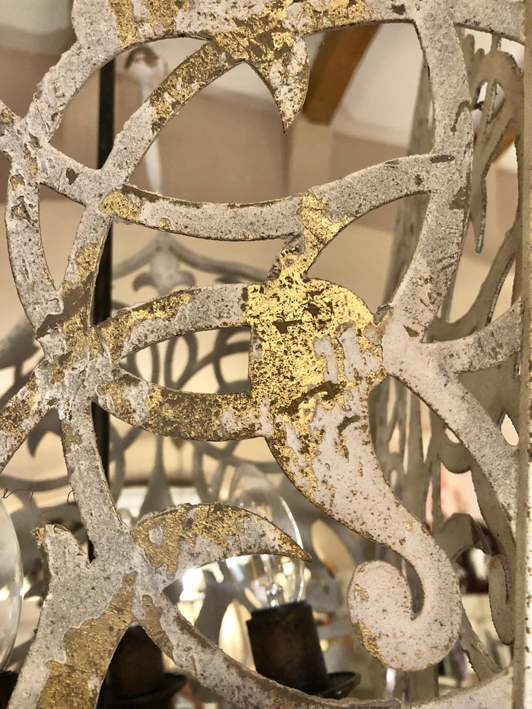 lampadario in ferro decapato