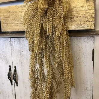 Cascata di rametti di pino artificiale in oro antico