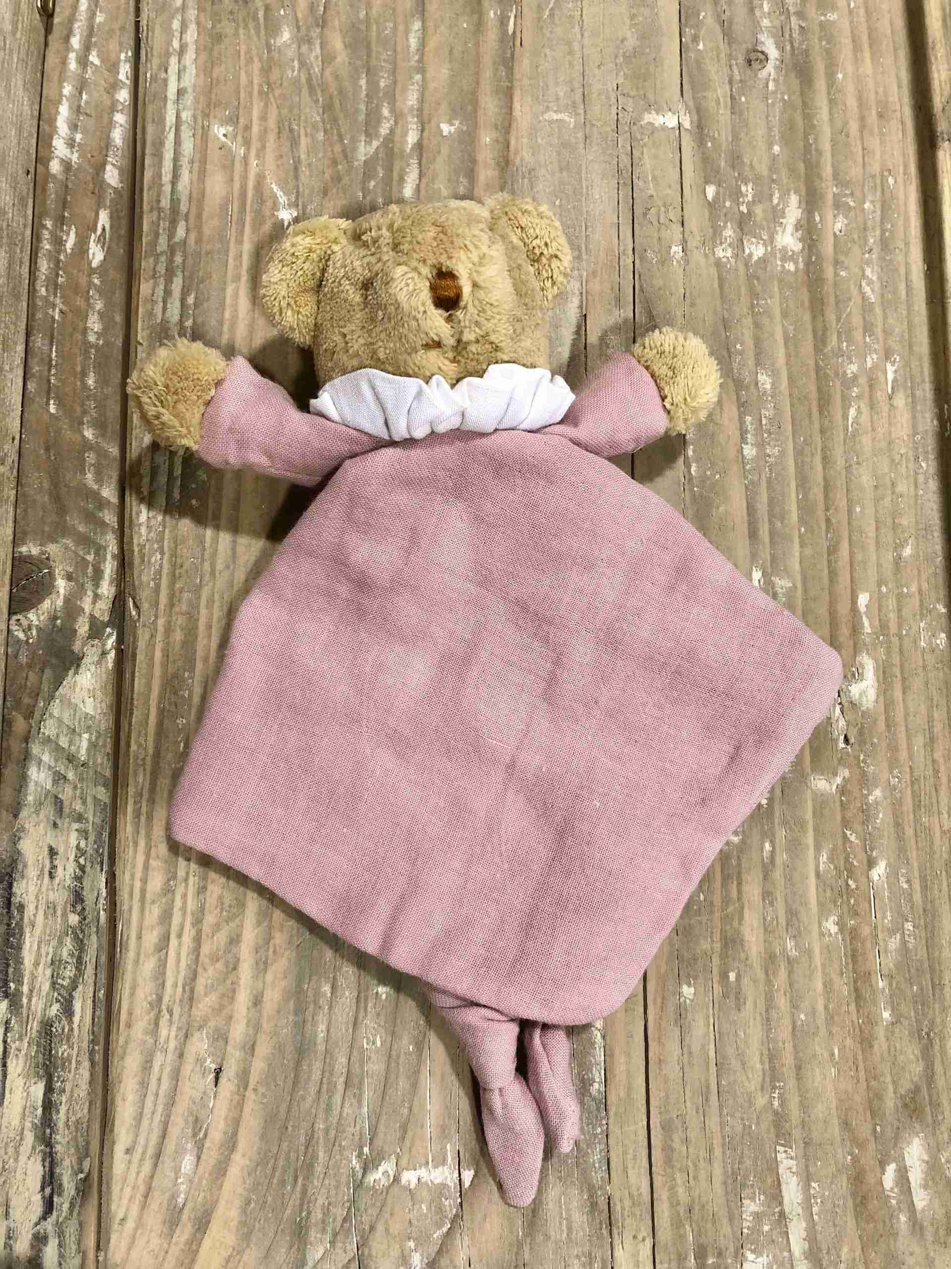 doudou fazzoletto orso rosa