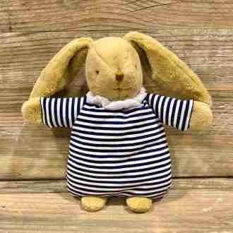 Doudou coniglietto a righe bianche e blu