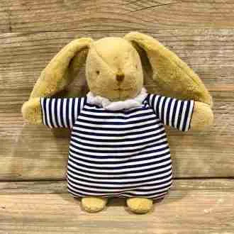 Doudou coniglietto a righe bianche e blu