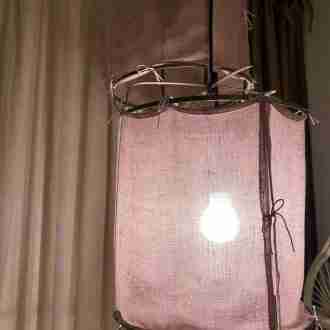lampadario cilindrico in lino