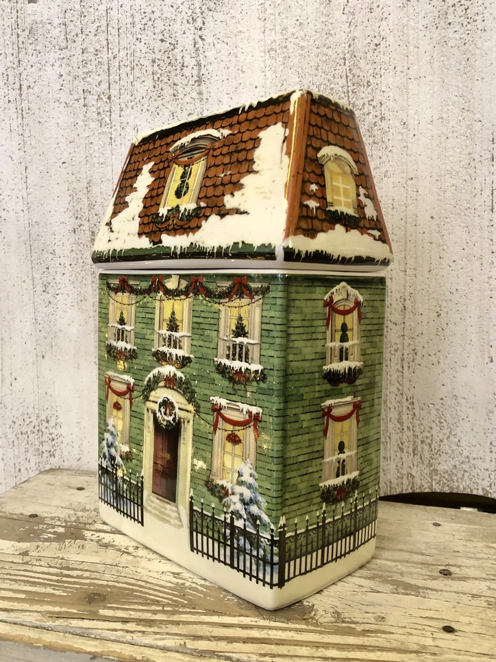 biscottiera winter house in ceramica
