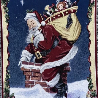 Coperta americana decorativa in cotone - Babbo Natale e il camino
