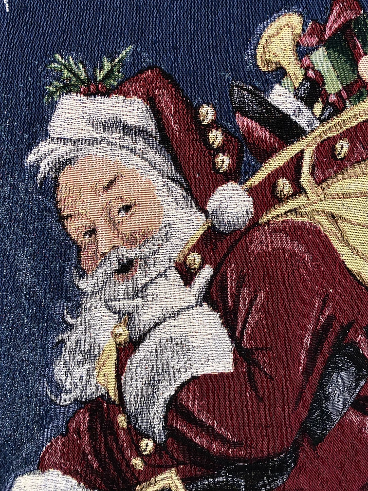 Coperta americana decorativa in cotone - Babbo Natale e il camino