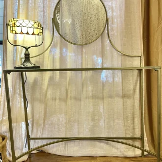 toeletta vintage in ferro oro opaco e vetro