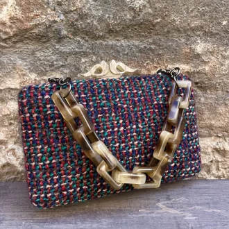 Pochette rigida in tweed multicolor