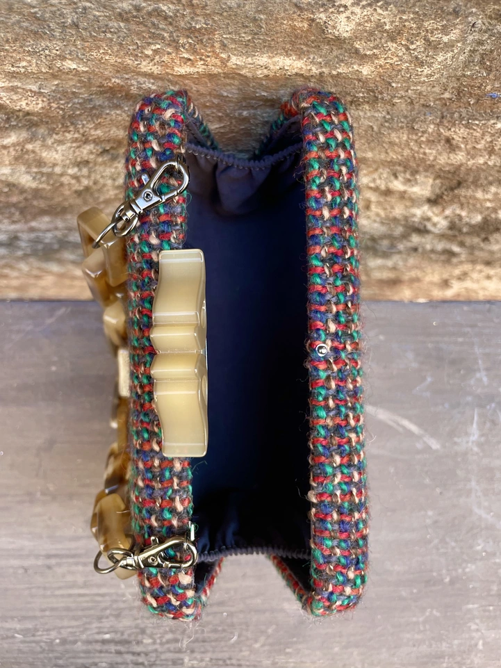 Pochette rigida in tweed multicolor - immagine 6