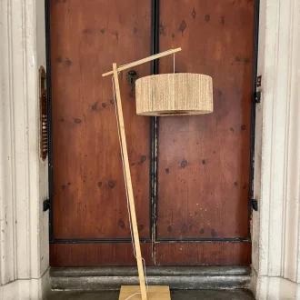 lampada da terra in bambù e juta eco-friendly
